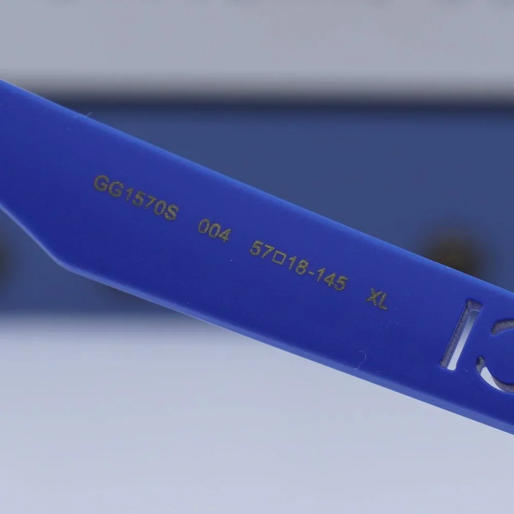 Gucci GG1570S 004 Square Sunglasses - Blue/Bronze & Blue with GG Pattern